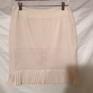 Cream Pleated Pencil Skirt